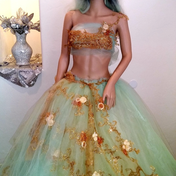 BREEA Mint & Gold Boho Beach Wedding Ballgown Set - Picture 14 of 14